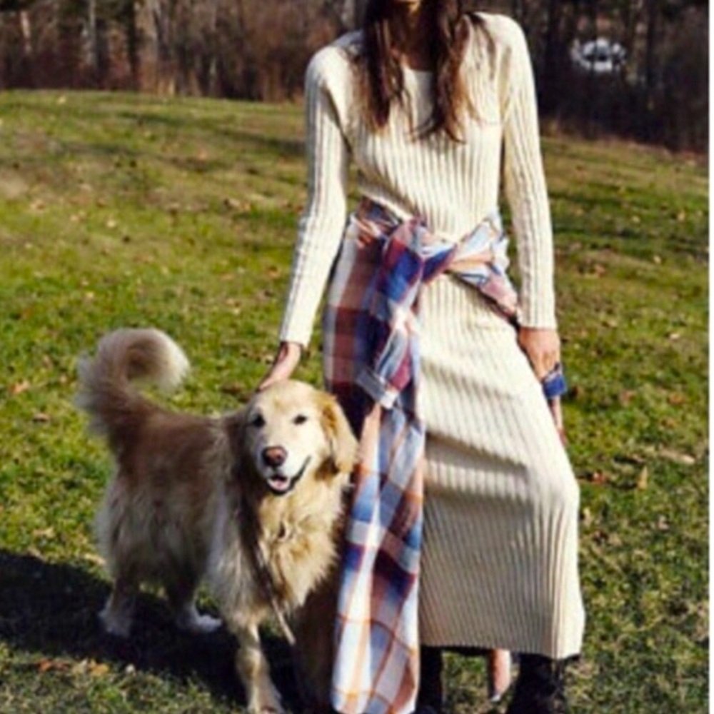 FREE PEOPLE BEACH Ribbed Walk About Maxi Sweater Dress Scoop Neck Raglan Sleeve